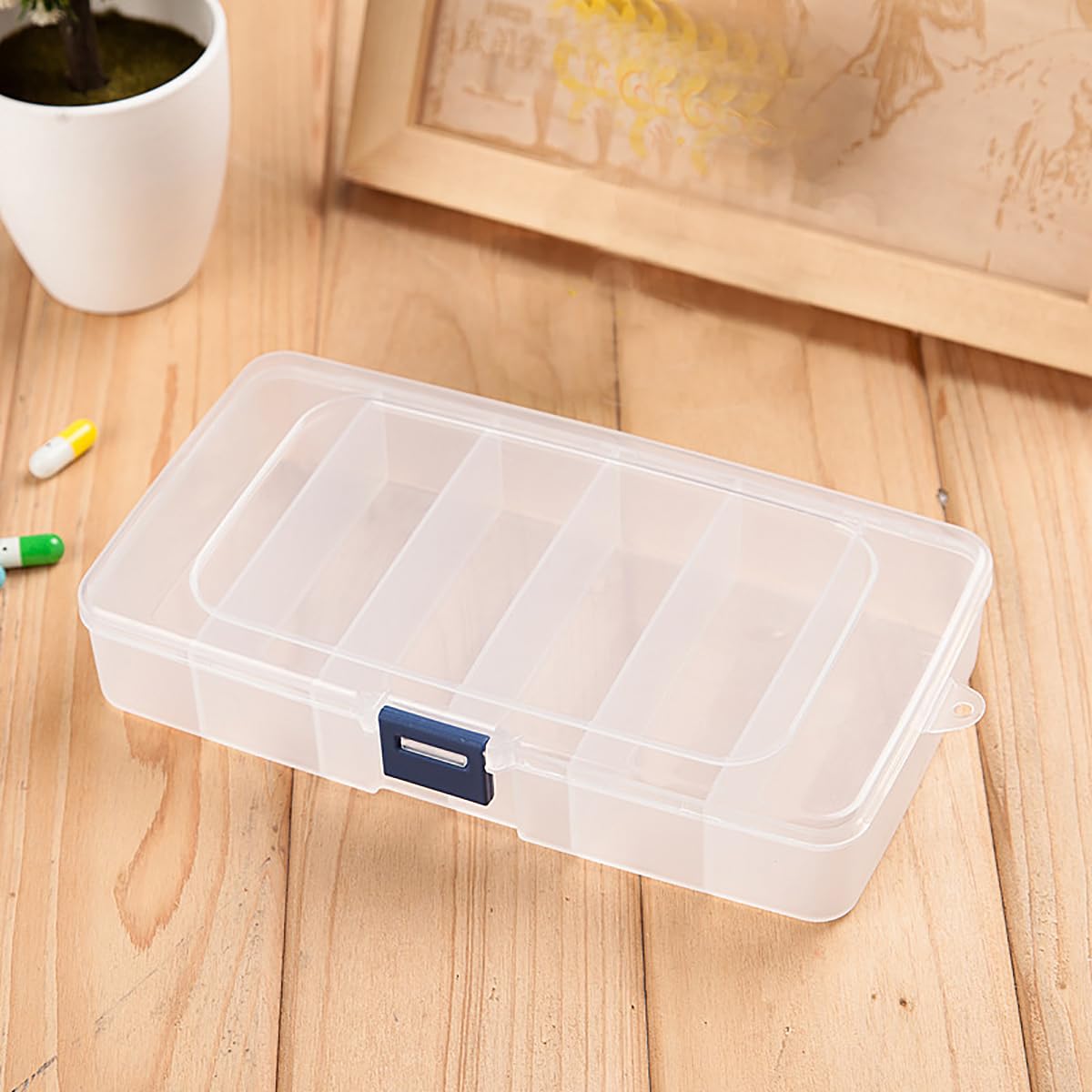 Farmer Mani 2 PACK Transparent Plastic Bead Organizers (6 Grids),Craft Organizers and Storage Beads Organizer, Art DIY, Crafts Jewelry Storage, Fishing Tackles, Size 7.48 x 3.94 x 1.38 in