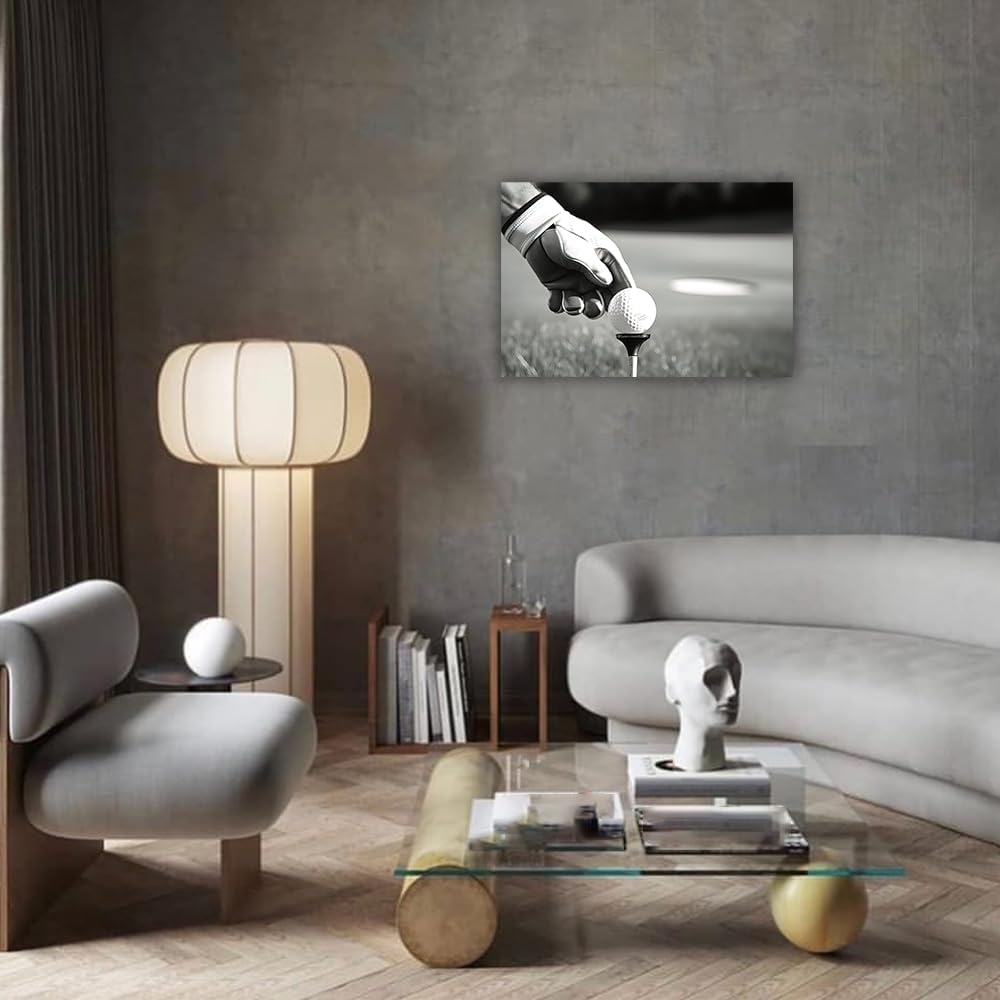 LURENCZH Golf Canvas Wall Art Golf Ball Picture Painting Black and White Sport Paintings for Golf Course Fitness Room Office Decor Framed(Golf-1,24.00" x 36.00")