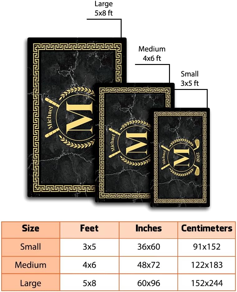 ENCYCOM Personalized Golf Area Rug - Custom Welcome Floor Mat with Family Name, Non Slip Outdoor Entry Rug for Porch, Garage, or Home Decor, Nice Gift for Golf Lover (Golf Rug 01)