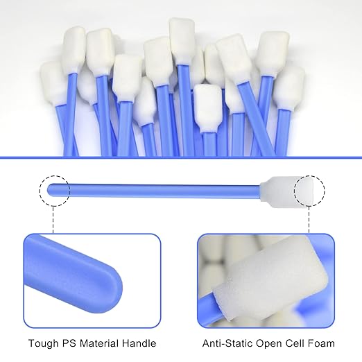 Wellgler's Tape Head Cleaning swabs, Optical Lens, Sewing Machine Cleaning swabs，lint Free Foam Printer swabs,50 per Pack
