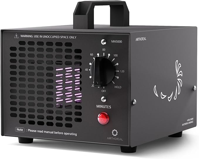 Airthereal MA5000 Commercial Ozone Generator, High Capacity Ozone Machine Odor Removal - Home Air Ionizers O3 Deodorizer for Rooms, Smoke, Cars and Pets, Eliminate Odors up to 2000sq.ft., Black
