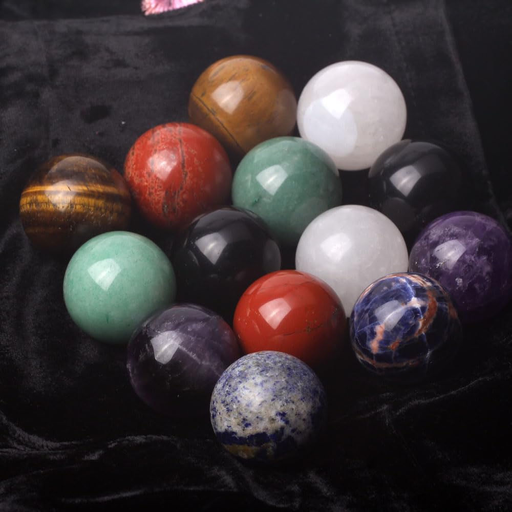 IYARIH 30mm sphere7pcs 1.2inch Sphere Natural 7 Chakra Set - Seven Chakra Set -Natural30mm Mini Crystal Sphere - Seven Chakra Gemstone(7pcs)