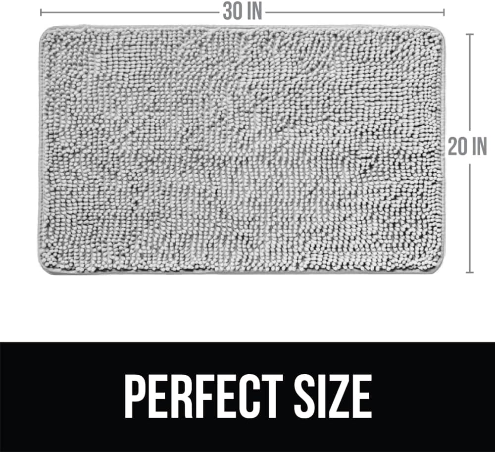 KANGAROO Bathroom Rugs, Chenille Soft Absorbent Bath Rug, Shaggy Shower Mat, Quick Dry Machine Wash Bathmat, Plush Carpet Mats for Tub, Bathtub and Room Home Decor Accessories, 30x20, Light Blue