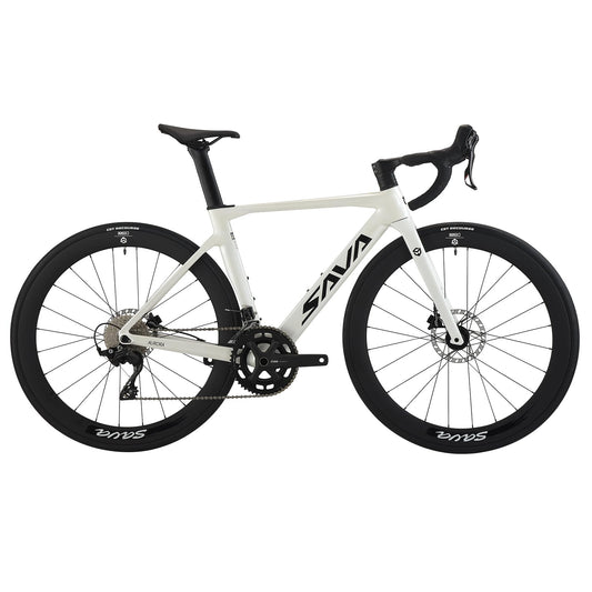 SAVADECK A7L Carbon Road Bike, T800 Carbon Fiber Frame 700C Racing Bicycle with Shimano 105 R7100 24 Speed Groupset and Hydraulic Disc Brake, Ultra-Light Carbon Bike for Man and Women(White,56cm)
