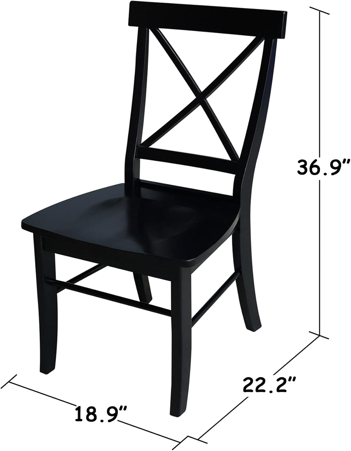 Set of Two X-Back Dining Chairs, Black