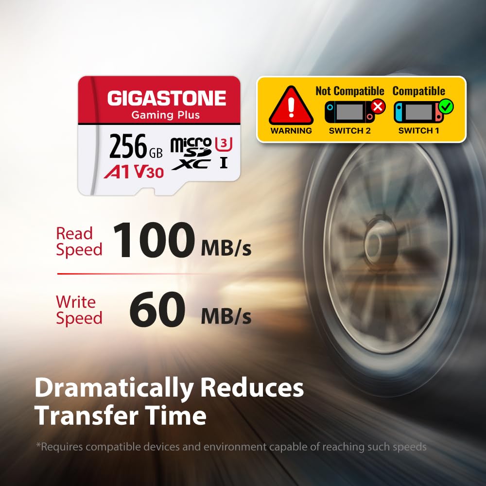 Gigastone 256Gb Micro Sd Card, Gaming Plus, Microsdxc Memory Card For Nintendo-Switch 1, Steam Deck, Dash Cam, Security Camera,