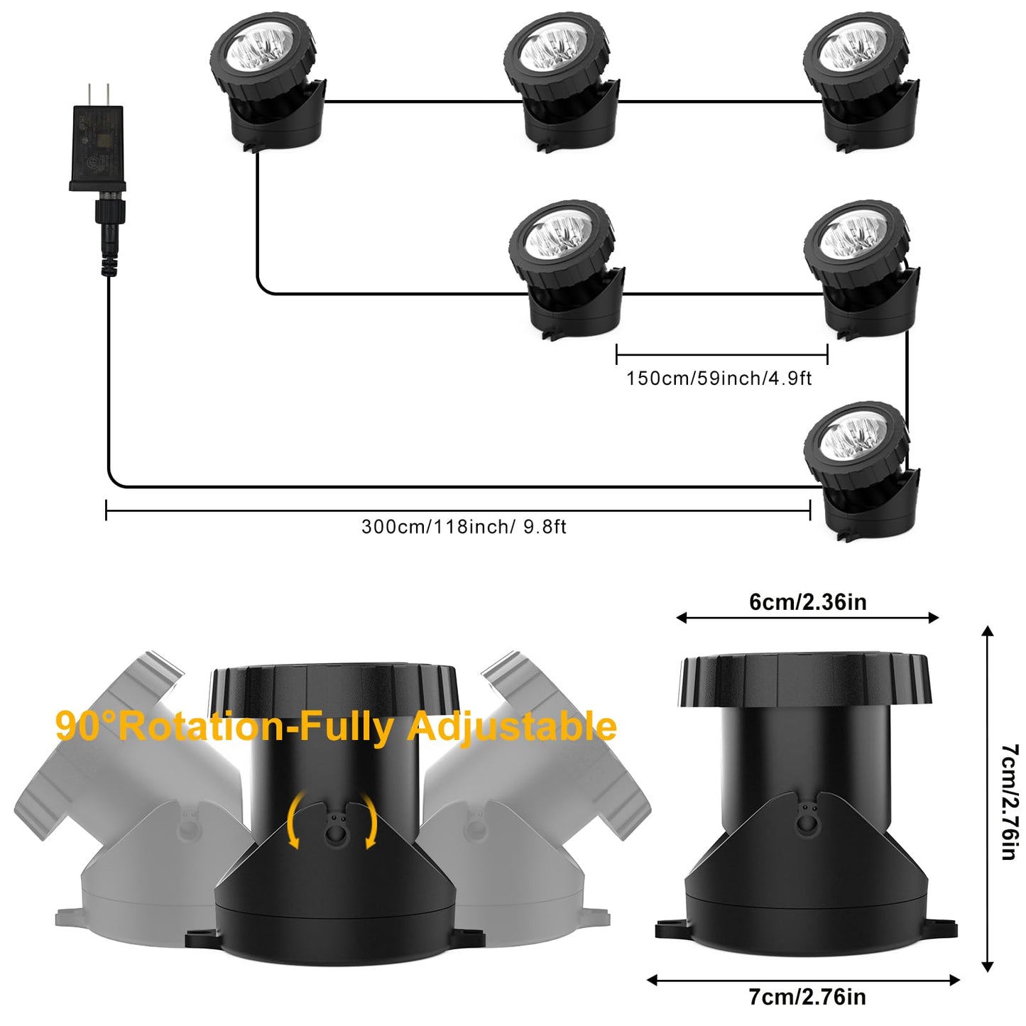 CREPOW RGB Underwater Pond Lights, Super Bright LED Submersible Fountain Light Colored Landscape Spotlights, Bluetooth APP Control IP68 Waterproof for Fish Aquarium Tank Garden Yard Pool (Set of 6)