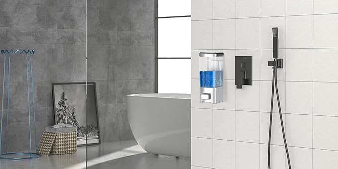 Manual Soap Dispenser, 17oz/500ml Wall Mount, Large Capacity Kitchen Bathroom Hand Soap Dispenser, Commercial Refillable Shampoo Shower Gel Lotion Dispenser, Chrome