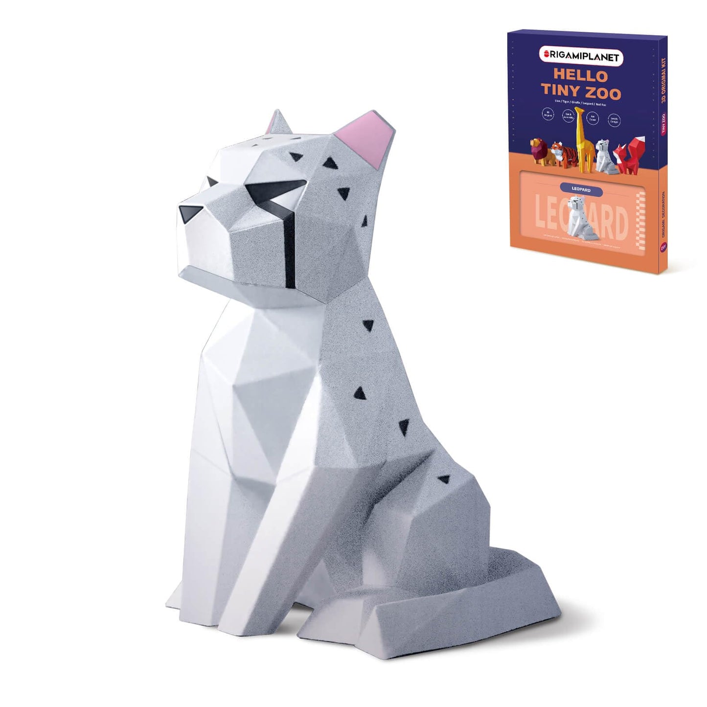 ORIGAMIPLANET Leopard 3D Origami Paper Craft Kit, Creative Handmade Paper Sculpture Art for Home Decor, Unique Pre-Cut DIY Cute Animal Models Origmai Papercraft Set, Present for Teens & Adults