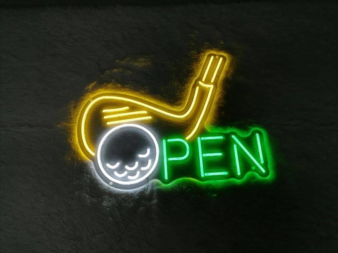 Golf Neon Sign (LARGE - 24x18.5'' - SUPER BRIGHT) Golf Open Led Sign Golf Led Light Personalized Golf Golf Wall Art Custom Golf Neon Sign Golf Wall Decors Golf Open Gifts (24x18.5'', Green)