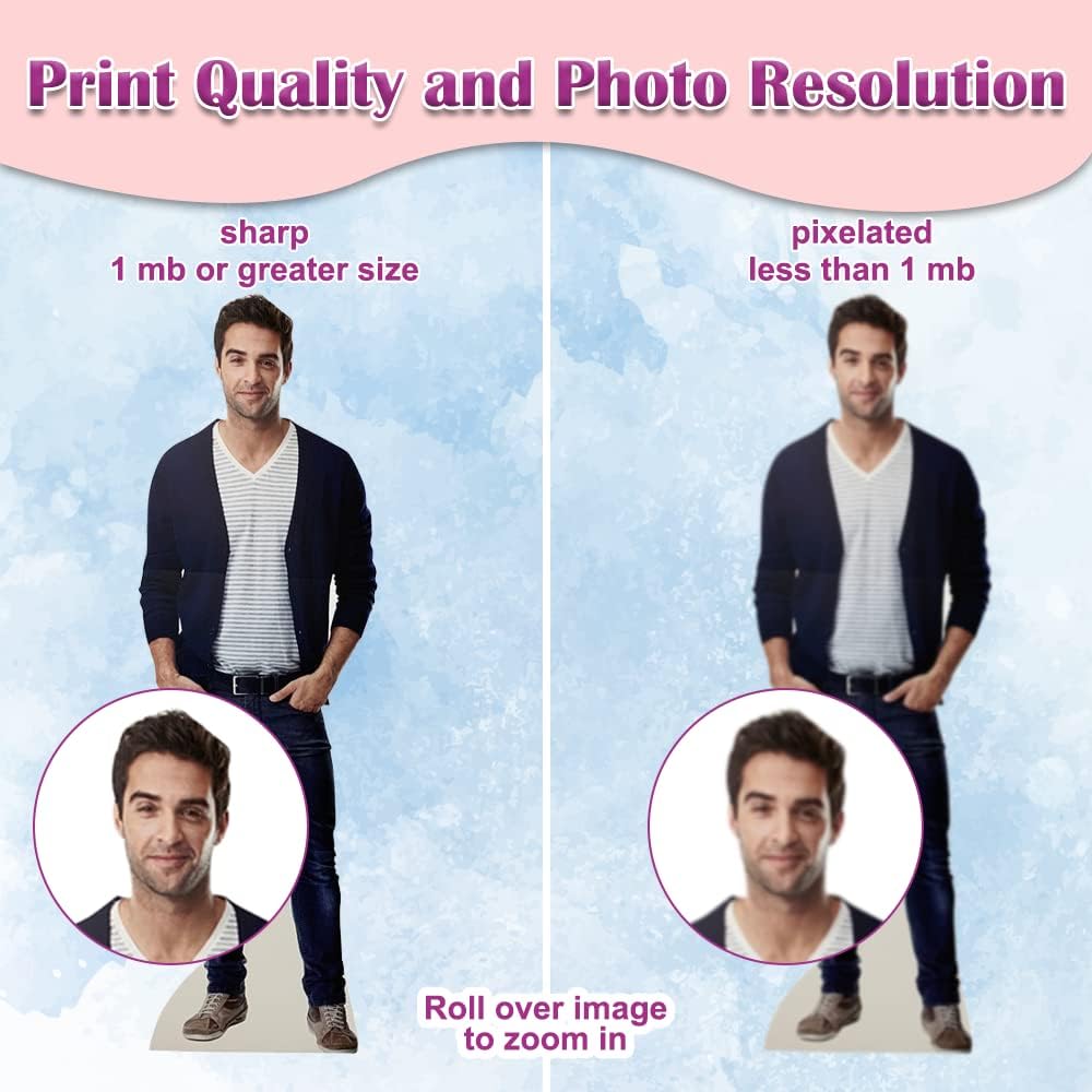 Custom Life Size Foamboard Cutout - Personalized High Resolution Stand Up Custom Cutout Upload Your Own Photo - Perfect for Wedding & Birthday, 1ft to 6ft (Foamboard)