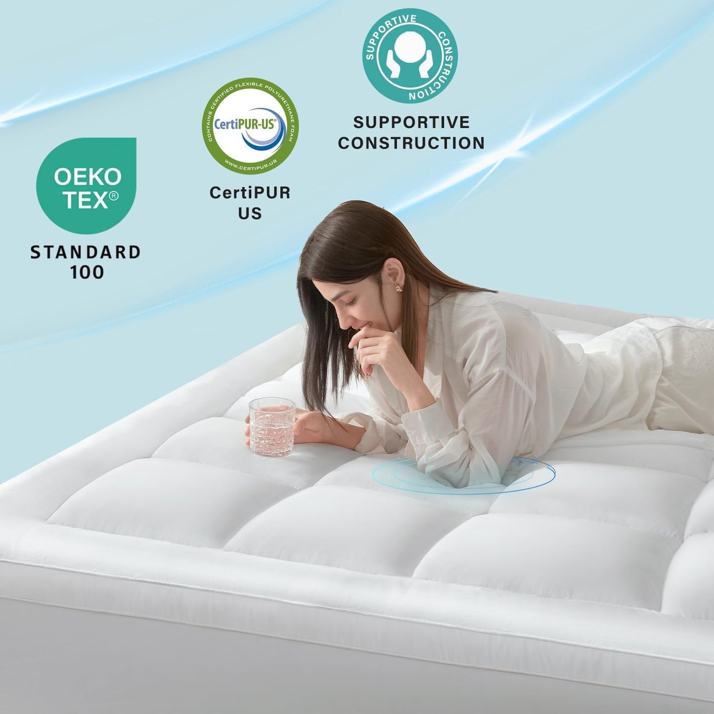 Anluoer Twin Mattress Topper, Memory Foam Pillow Top Mattress Topper for Back Pain, Extra Thick Breathable Mattress Pad with 8-21" Deep Pocket, 39x75 Inches, White