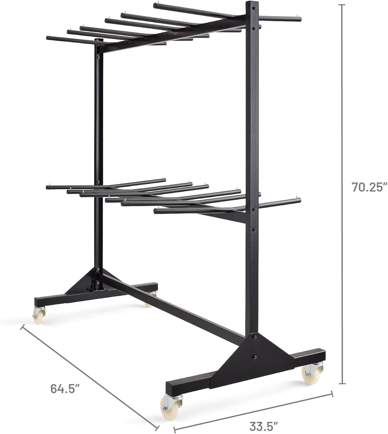Safco 2 Tier Folding Chair Cart, Heavy Duty Powder Coated Storage Cart, Holds 84 Chairs, Commercial-Grade Steel, Black