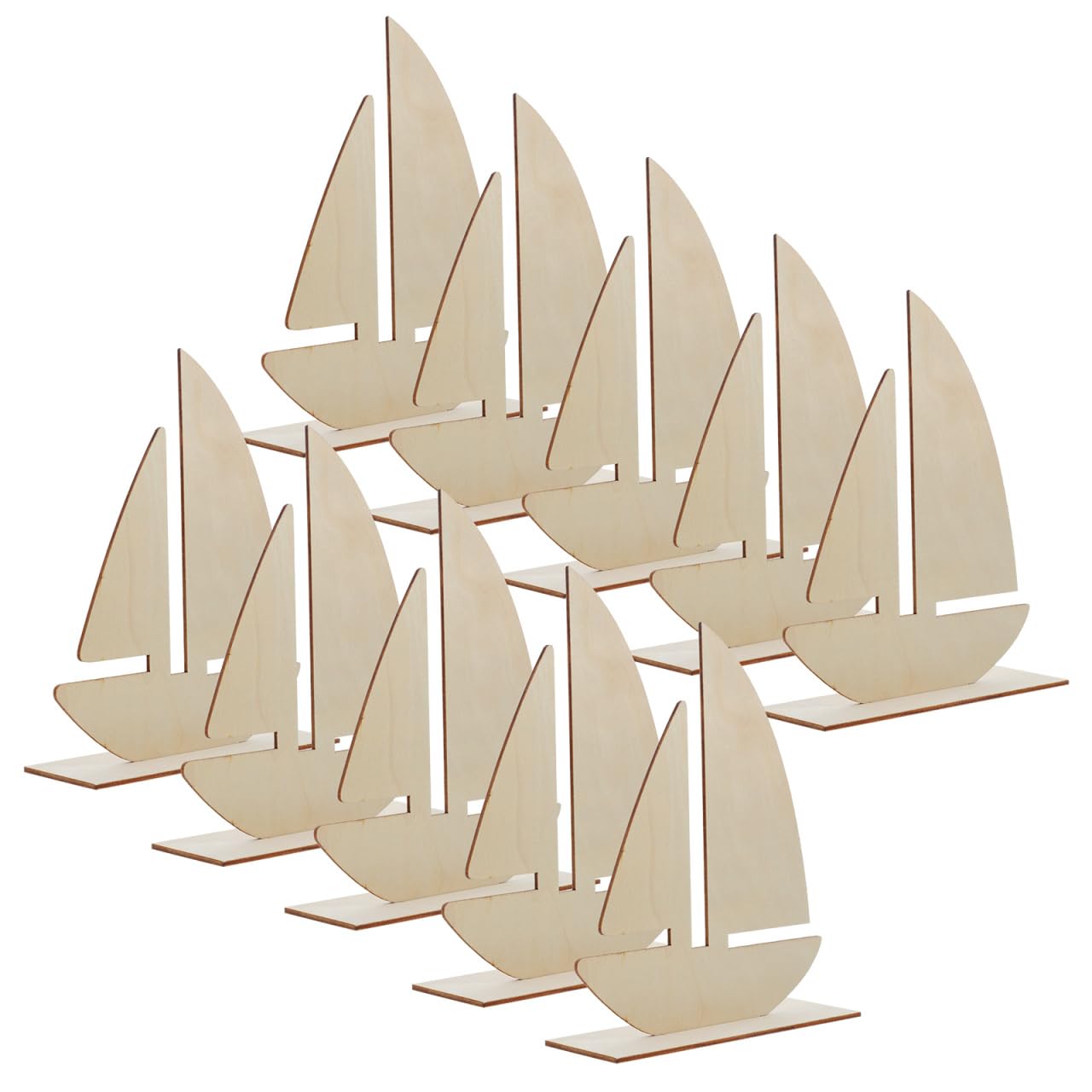 EXCEART 10 Pcs Sailboat Shape Wood Slices Unfinished Rustic Wooden Embellishments for DIY Crafts Home Nautical Decor 5.8X1.7X7.0in