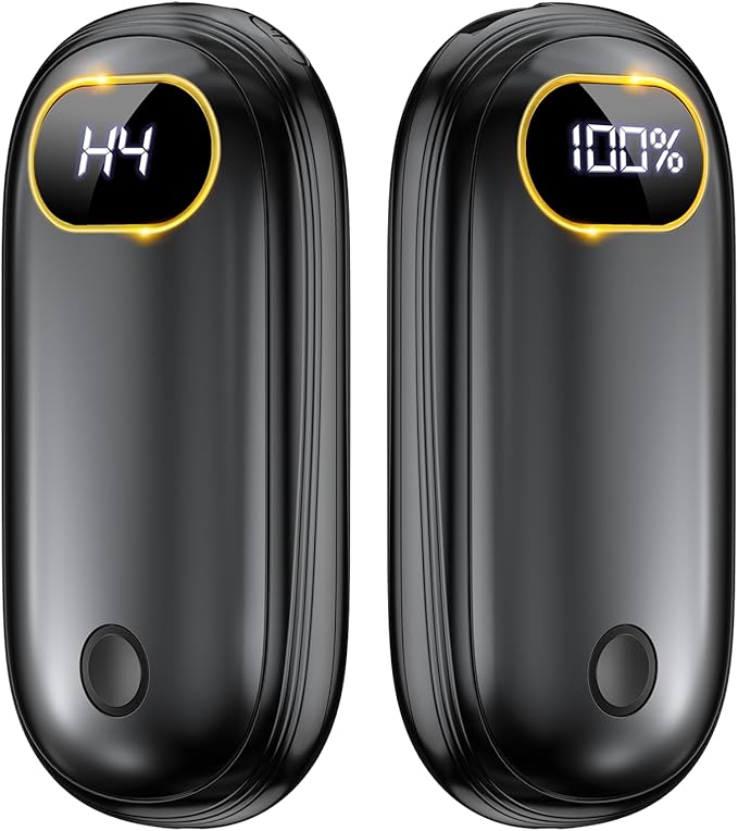 Hand Warmers Rechargeable - Electric Hand Warmers 2 Pack with Dual-Sided Heating for 15Hrs Warmth, LED Display & Flashlight, Hunting Essentials, Gifts for Christmas Man Women Raynauds Golf