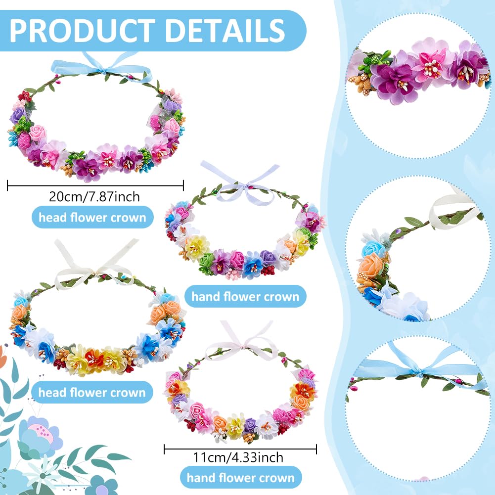 INFUNLY 30Set DIY Flower Crowns Making Kit Rose Wedding Wreath with Instruction Berry Plum Blossom Hanging Floral Garland Kits Make Your Own Flower Headbands Bracelets Kit for Women Wedding Gift Decor