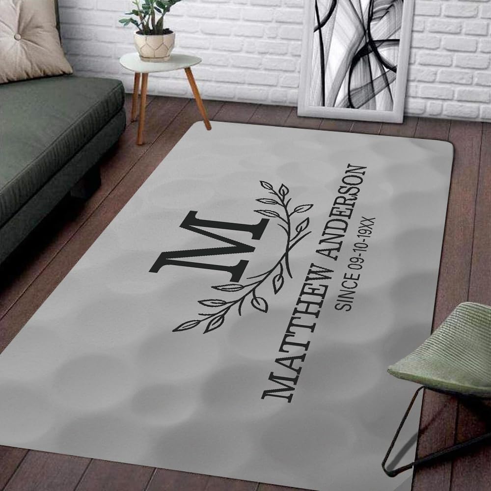 ENCYCOM Personalized Golf Area Rug - Custom Welcome Floor Mat with Family Name, Non Slip Outdoor Entry Rug for Porch, Garage, or Home Decor, Nice Gift for Golf Lover (Golf Rug 02)