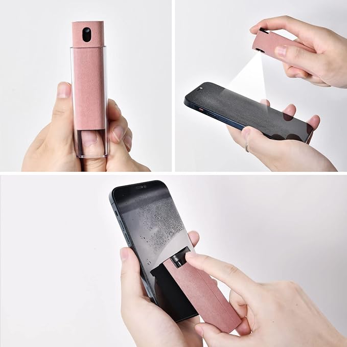 Fingerprint Proof Screen Cleaner 2PCS, Screen Cleaner Touchscreen Mist Spray for Electronic Smart Phone TV, Laptop, Tablet, PC, Computer Monitor LCD Flat Screens（Pink）