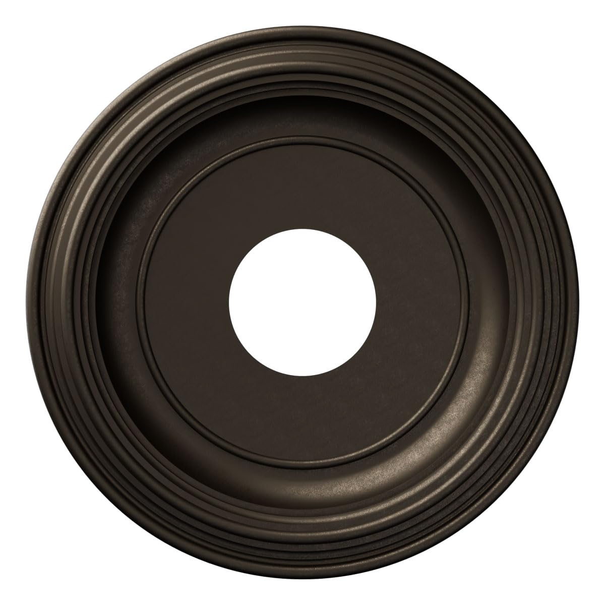 Ekena Millwork 13Od X 3 1/2Id X 1 1/4P Traditional Thermoformed Pvc Ceiling Medallion (Fits Canopies Up To 7 1/2), Metallic Blac