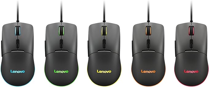 Lenovo M210 RGB Wired Gaming Mouse for PC, Laptop, Computer with Windows & Chrome OS - 3 Zone RGB, 8000 DPI Adjustable Sensor, 7 Programmable Buttons – Palm Grip Mouse for Gamers (Black)