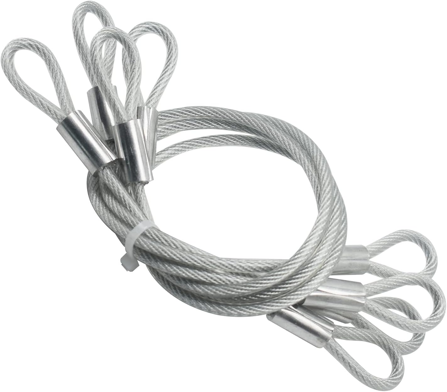 4 pcs 47 inch (120cm) 5mm Thickness Vinyl Cover Coated Galvanized Steel Wire Cable with Loops Security Lanyard Rope Tether Lock, Clear