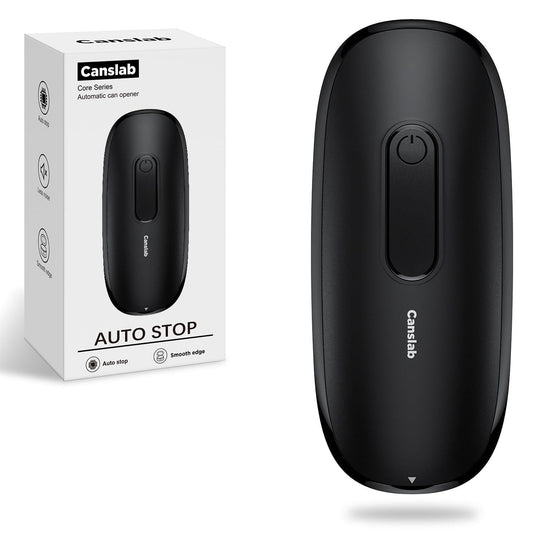 Canslab CORE Electric Can Opener_Single Touch Automatic Can Opener for Seniors with Arthritis, Auto Shut-off, Cordless Battery Powered, Side Cut, Smooth Edge, Handsfree, for Small or Large Cans, Black