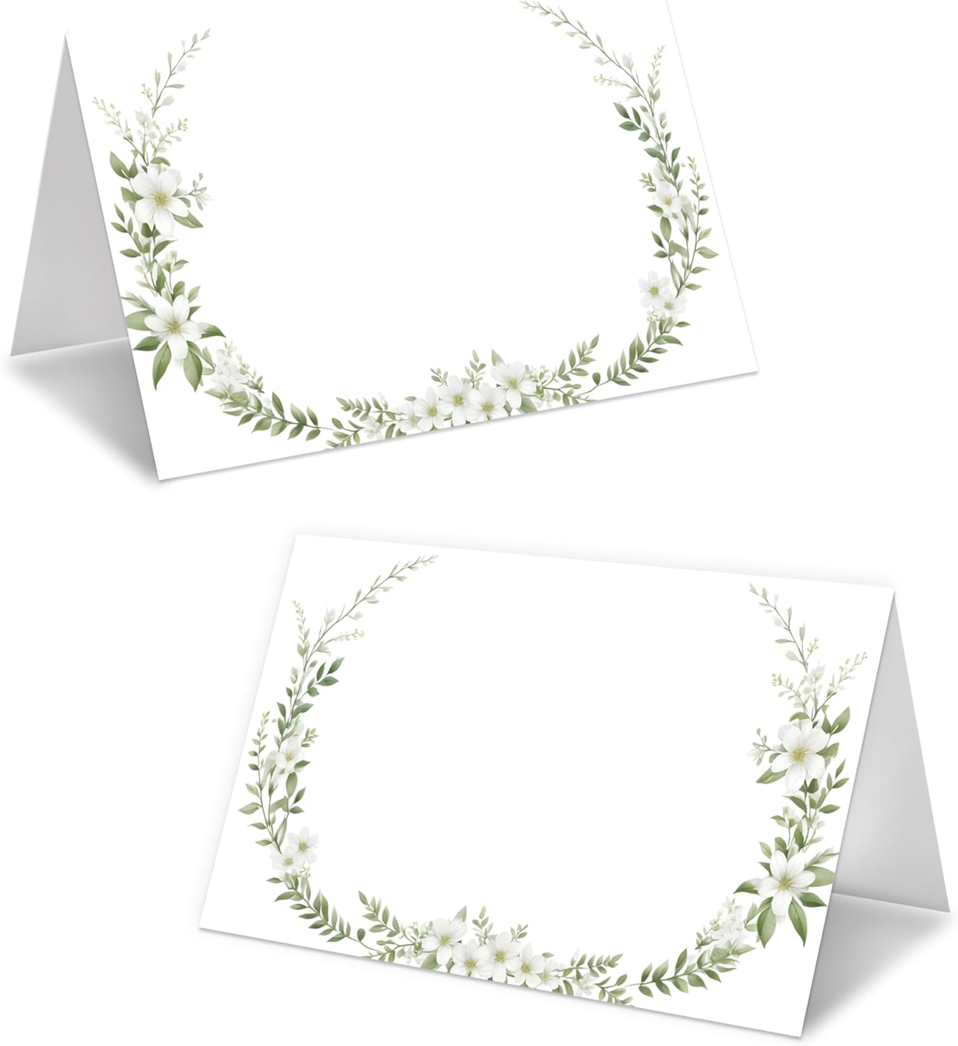 White Floral Place Cards For Girls, Flowers Greenery Name Card For Table Setting, Spring Holiday Party Favors Supplies, Flowers Tent Cards Decoration For Bridal Shower Wedding Baby Shower, 25 Pack -12