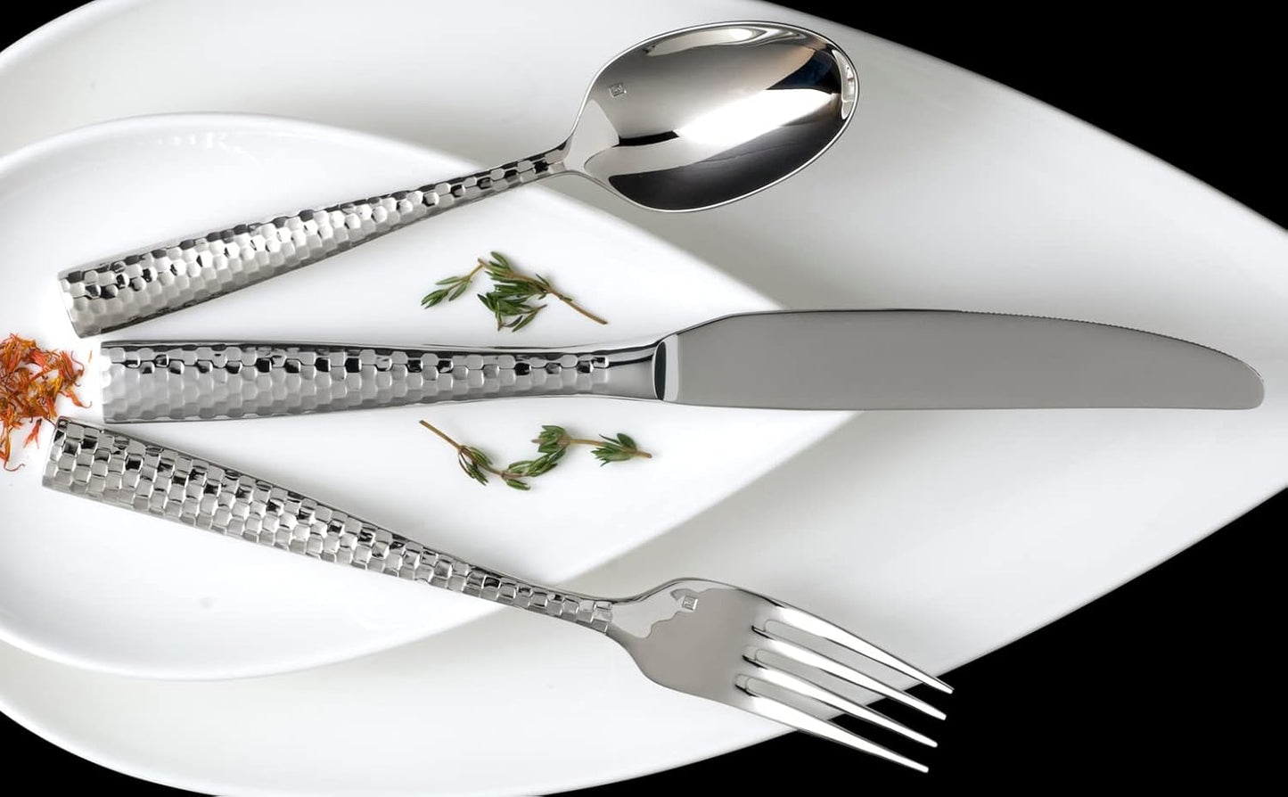 FORTESSA Lucca 18/10 Stainless Steel Flatware, 5 Piece Place Setting With Table Knives, Forks and Spoons (Service For 1), Dishwasher Safe, Polished