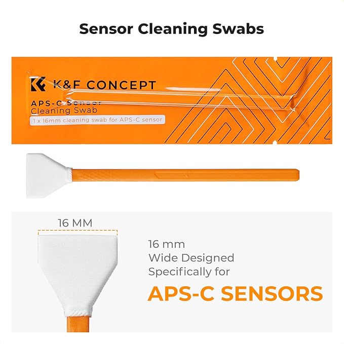 K&F CONCEPT 25-1 Professional Camera Cleaning Kit for DSLR Cameras with APS-C Sensor Cleaning Swabs/60ML&20ML Lens Cleaner/Cleaning Wipes/Camera Blower/Lens Pen Brush/Microfiber Cloths/Carrying Case