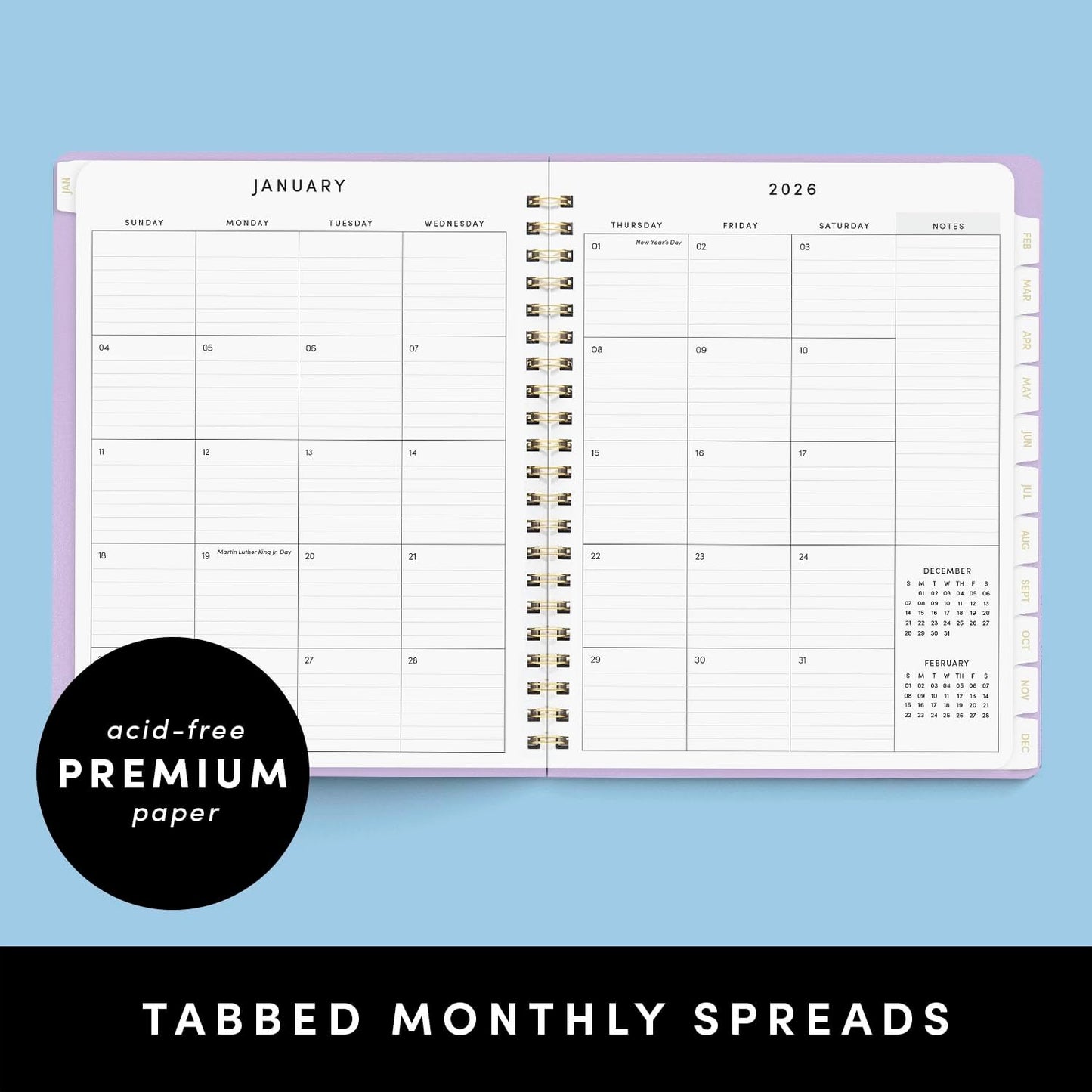 PAPERAGE 2026 Weekly & Monthly Planner, 12 Months (January 2026 - December 2026), 9.2 in x 11.2 in, Spiral Bound 2026 Planner with Weekly, Monthly & Yearly Views, Note Pages & Inner Pocket – Dark Green