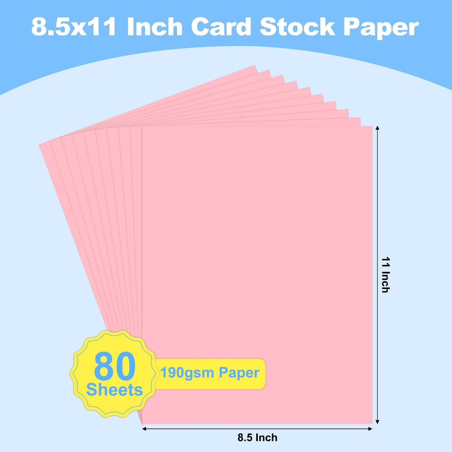 80 Sheets Colored Cardstock, 8.5 x 11 Construction Paper, Pink Card Stock Paper, Cardstock Printer Paper for Halloween,Mothers Day, Christmas, Wedding Invitations, DIY Cards, Photo, Art and Crafts