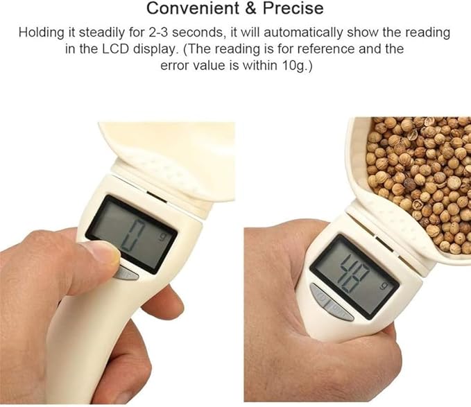 Digital Measuring Spoon, 2025 Food Measuring Scoop Scale 800g / 0.1g High Precision with LCD Screen,Household Weighing Scoop for Kitchen and Dog Cat Food (1)