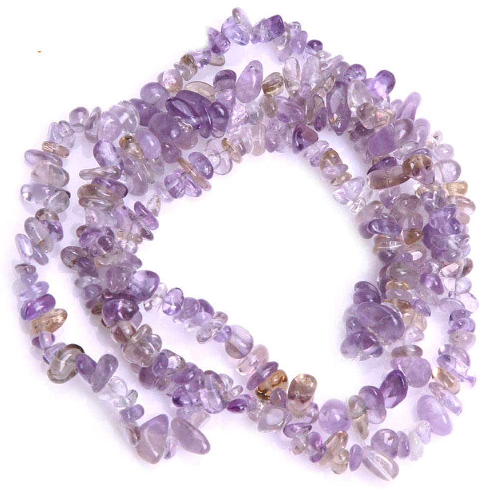 HAAMIIQII Natural Ametrine Chips Irregular Stones Energy Healing Loose Gemstone Beads for Jewelry Making Strand 30 Inch