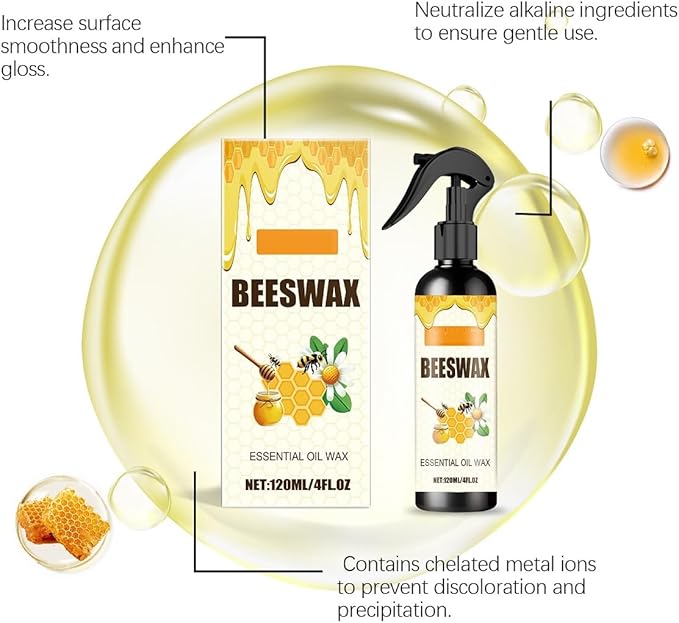 Beeswax Spray Furniture Polish,Natural Beeswax Care Spray & Restorer,Bees Wax Polish For Living Room,Kitchen and Wooden Furniture Floors (2PCS)