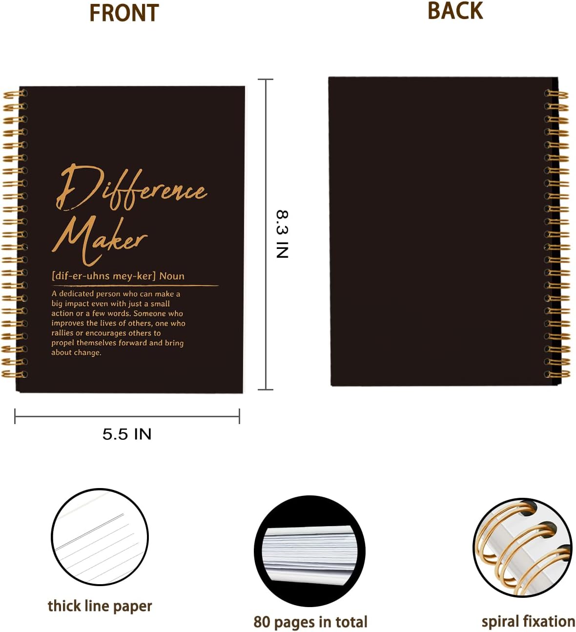 OXW Difference Maker Appreciation Gift, Meeting Notebook for Work, Thank You Gifts for Leader Mentor Manager Boss, Office Supplies Social Worker Notebook, Orange Hardcover Spiral Notebook 5.5 x 8.3