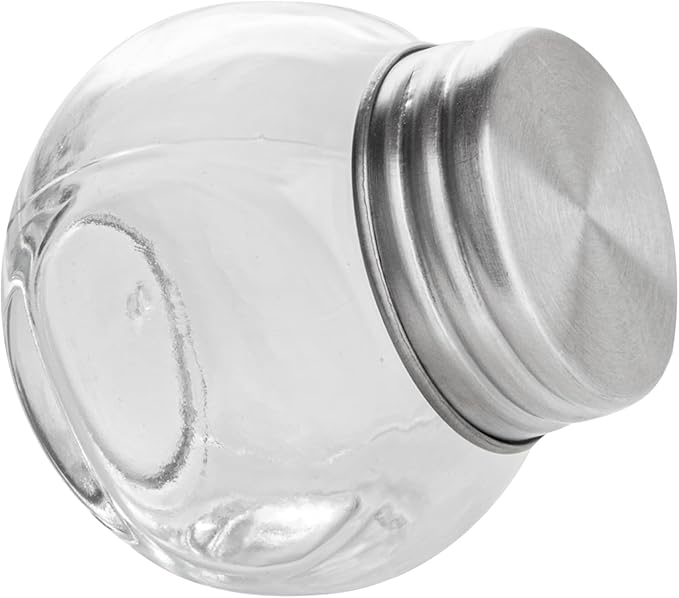Restaurantware Vetri 2 Ounce Mini Favor Jars, 10 Durable Candy Jars - With Wide Spout, Chrome Lid, Clear Glass Candy Jars, Dishwashable