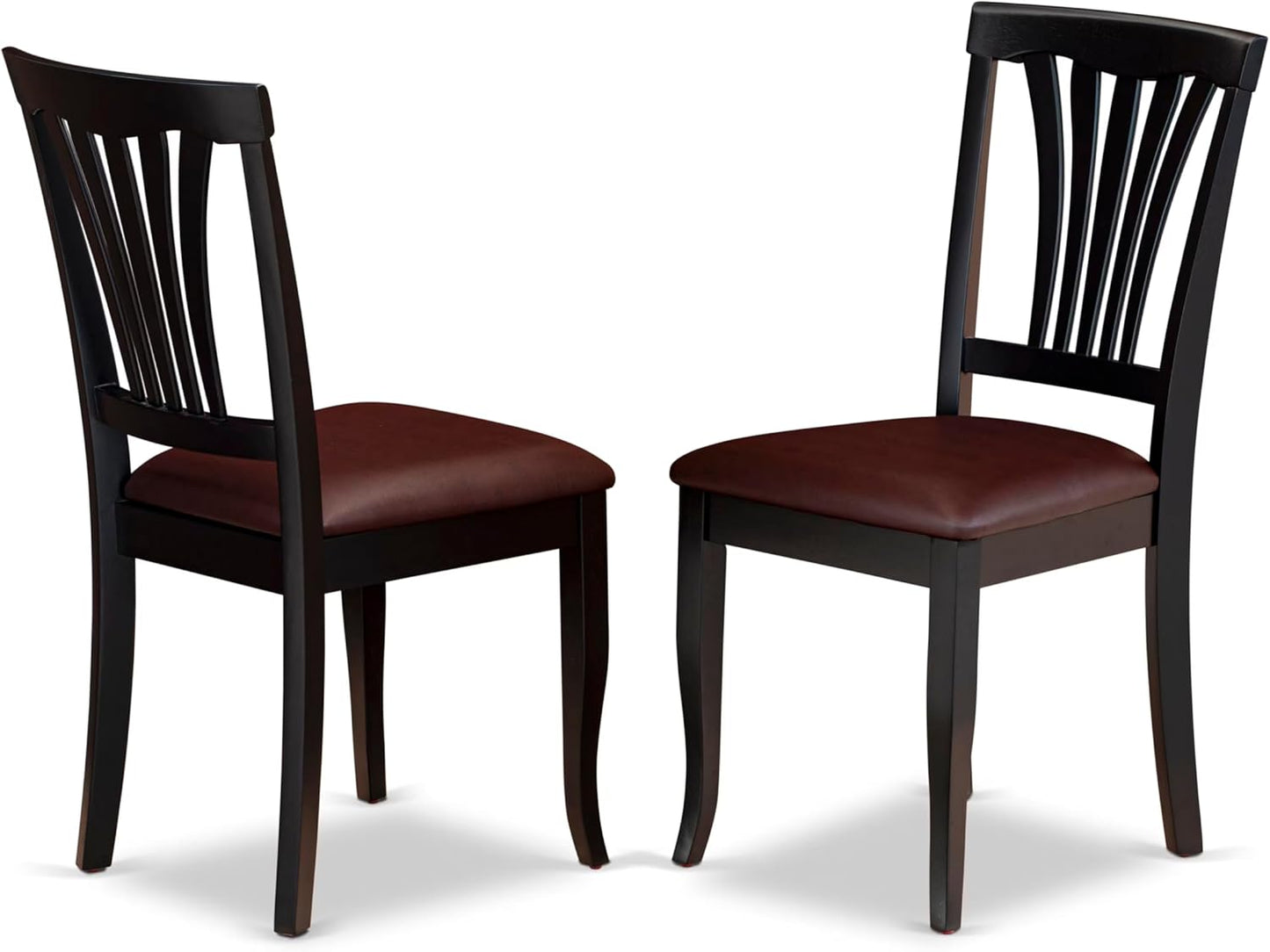 East West Furniture SUAV3-BCH-LC 3 Piece Dining Table Set Contains a Round Dining Room Table with Dropleaf & Shelves and 2 Faux Leather Upholstered Chairs, 42x42 Inch, Black & Cherry