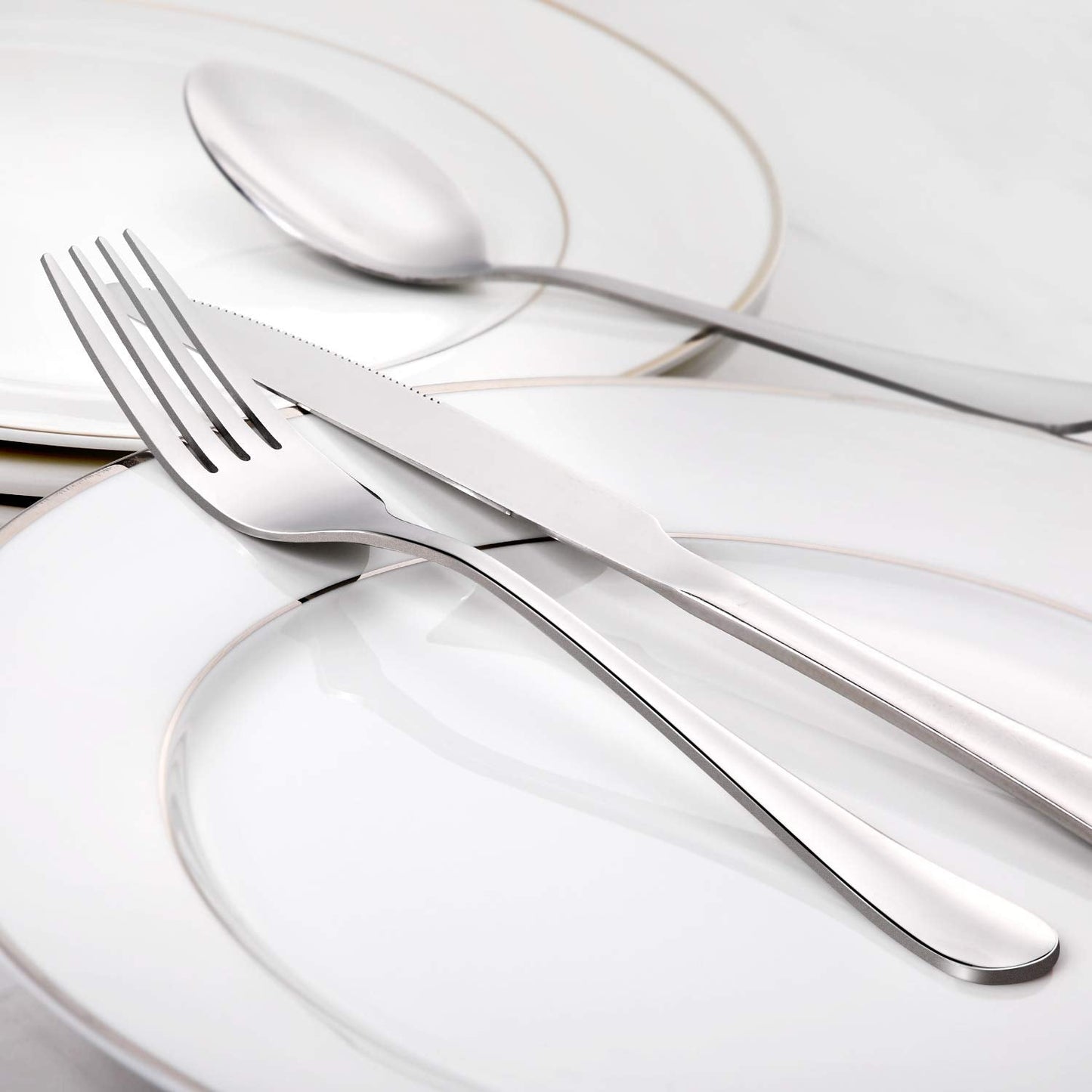 HIWARE 24-Piece Forks Silverware Set, Food-Grade Stainless Steel Dinner Forks Set, Dishwasher Safe, 8 Inches