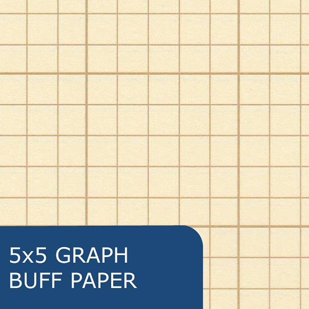 ROARING SPRING Engineering Pad, 8.5" x 11", 100 Sheets 15# Buff Paper, 5x5 Printed Back Enclosed Grid, Top Glued, 3-Hole Punched, Proudly Made in USA, Heavy Backing Board (Pack of 24)