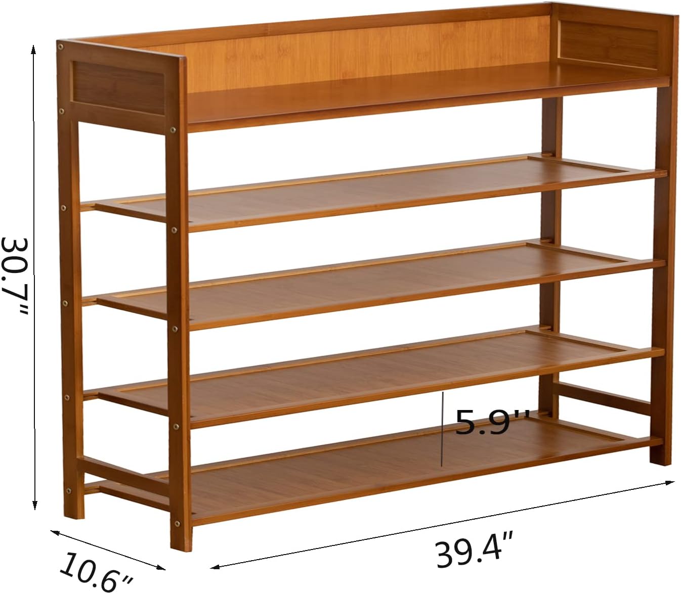 Bamboo Shoe Rack Organizer, 5 Tier Shoe Shelf Storage Organizer, for Entryway, Hallway, and Closet (Brown-39)