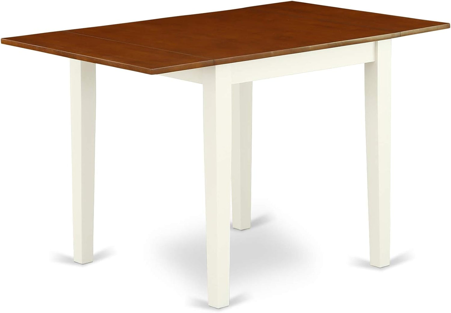 East West Furniture NDAV5-WHI-W 5 Piece Kitchen Table & Chairs Set Includes a Rectangle Dining Room Table with Dropleaf and 4 Solid Wood Seat Chairs, 30x48 Inch, Buttermilk & Cherry