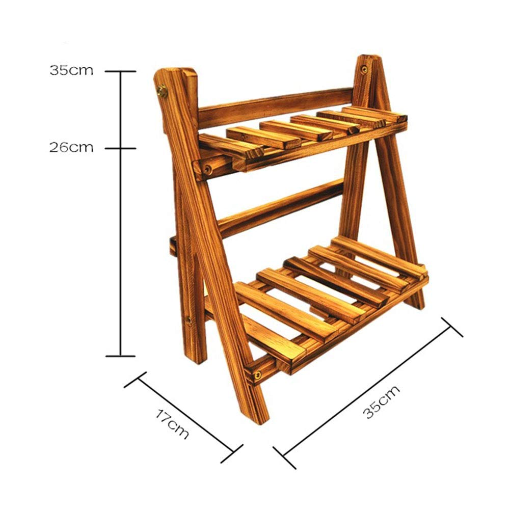 ZHZXBDGQ Wooden Plant Stand, 2 Tier Flower Display Rack Holder, Indoor Outdoor Plant Stand Flower Pots Holder for Home Desktop Garden Patio Balcony Decoration-Brown