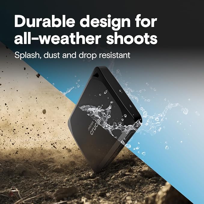 Crucial X10 Pro 1TB Portable SSD, Up to 2100MB/s Read, 2000MB/s Write, 3.2 USB-C, External Solid State Drive, Durable Storage for PC & Mac, for Professional Creators, Black - ‎CT1000X10PROSSD902