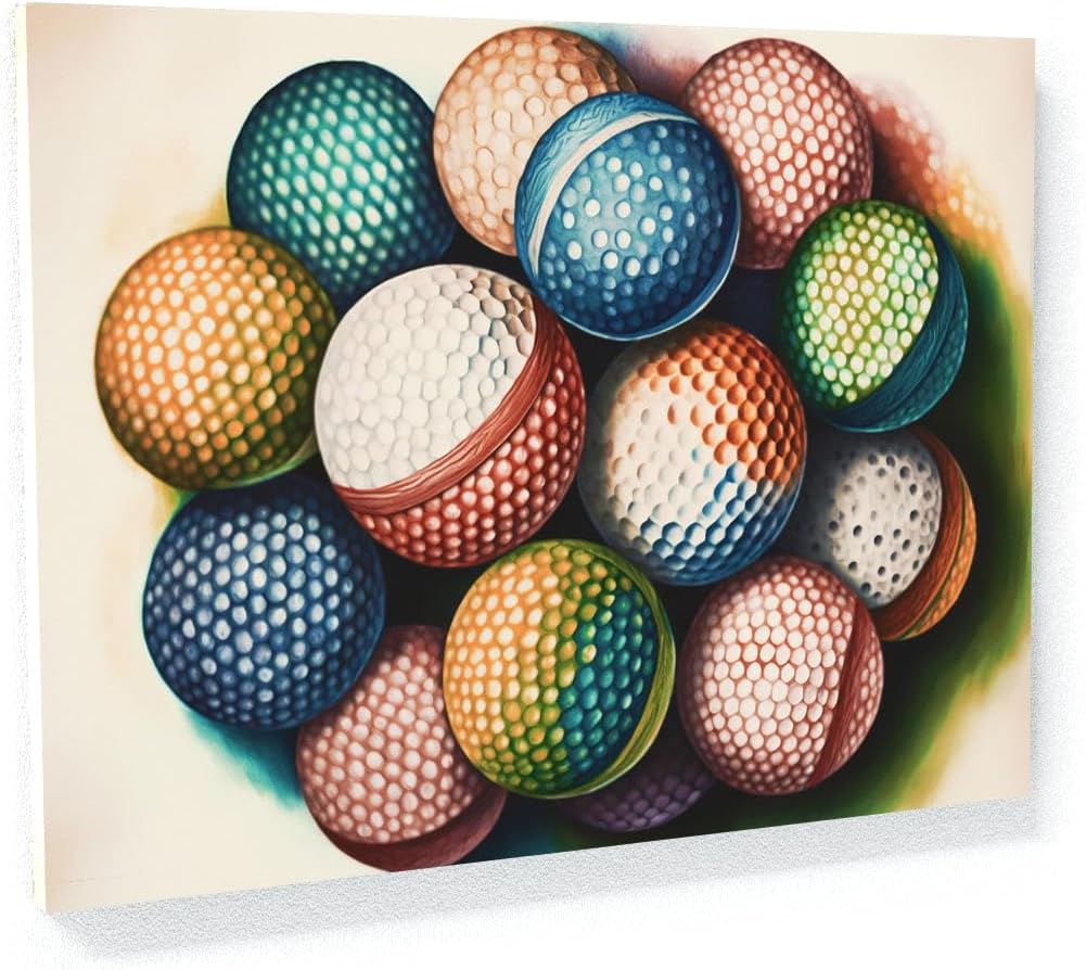 Sense Canvas Golf Ball Watercolor 29 Canvas Art - Home Decor Wall Art Print Poster Painting X-Large 48x36 / 1.5"