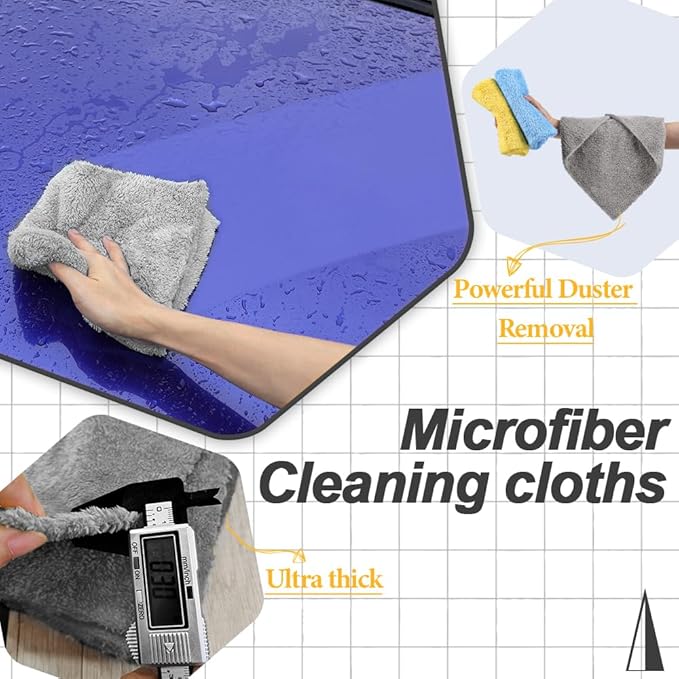 Car Wash Drying Towels,Coral Fleece , For Car,SUV,RV,Motorcycle ,Boat,Home ,Kitchen,Absorbent, Lint-Free, Extra Soft,Reusable and Durable,Interior Microfiber Rags 16in x 16in-12 Packs Blue+Yellow+Grey