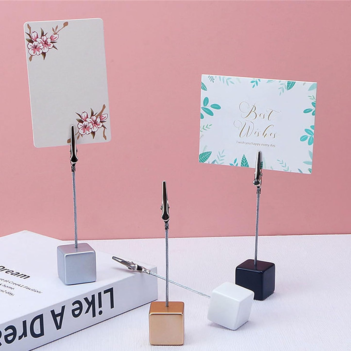 4Pcs Memo Clip Holders Stand with Alligator Clasp Pictures Card Paper Note Clip for Office Home Use