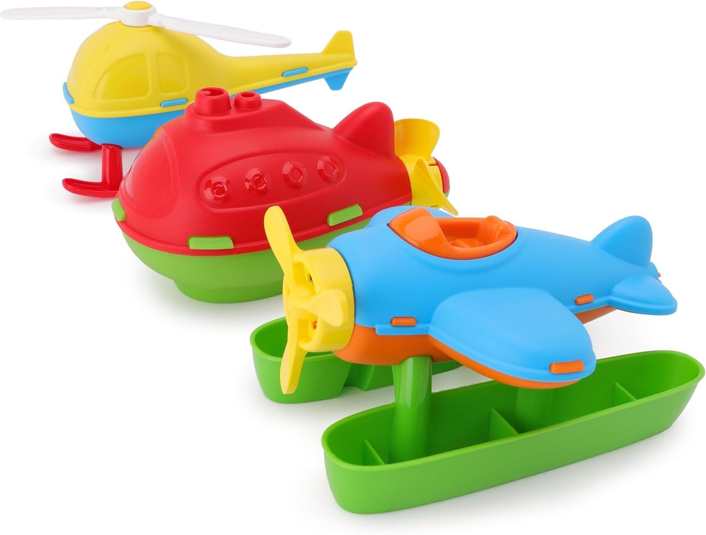 Toyland® Pack of 3 Floating Water, Bathtub, and Pool Toys for Kids 18 Months Plus - Helicopter, Submarine & Seaplane