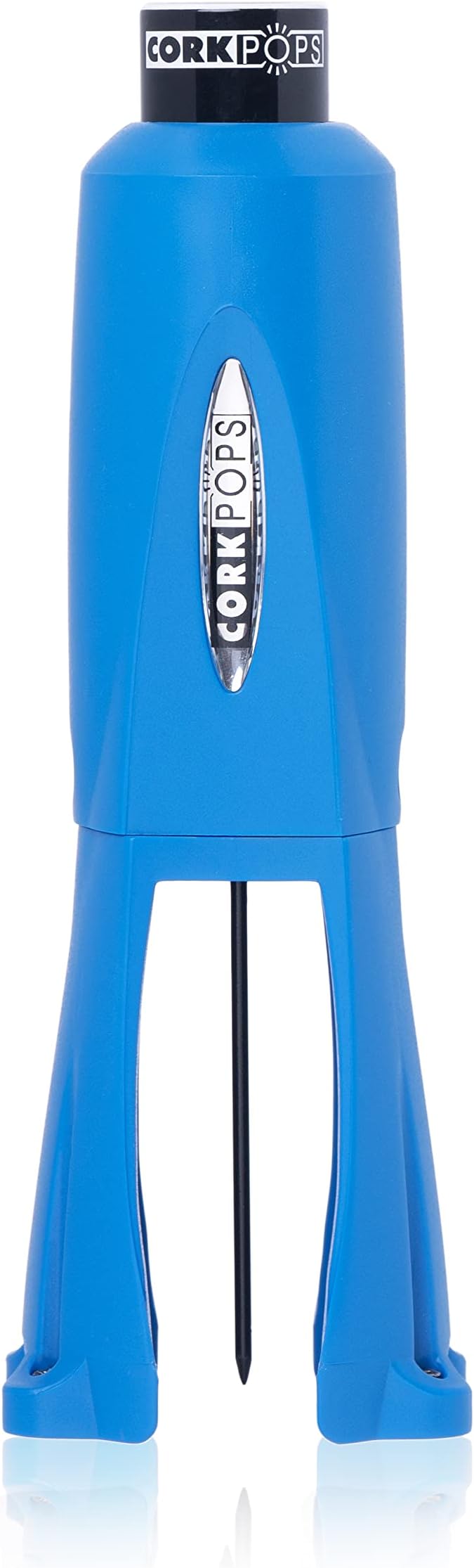 Cork Pops Legacy Wine Opener Built-in 4-Blade Foil Cutter Safe Cork Removal, Effortless Push Button Use, Needle Guard for Safety, Low-Pressure Cartridge Opens Up To 60 Bottles