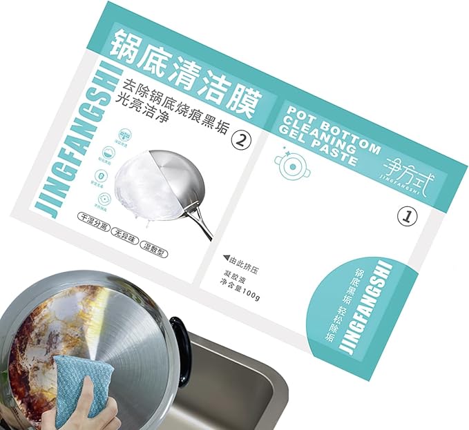 Stainless Steel Pan Cleaner, Degreaser cl-ea-ner, Stainless Steel Cookware Cle-, Rust Stain Remover Pot Cleaning Stickers,Black Streak Remover, Oven Cleaner For Home, Kitchen