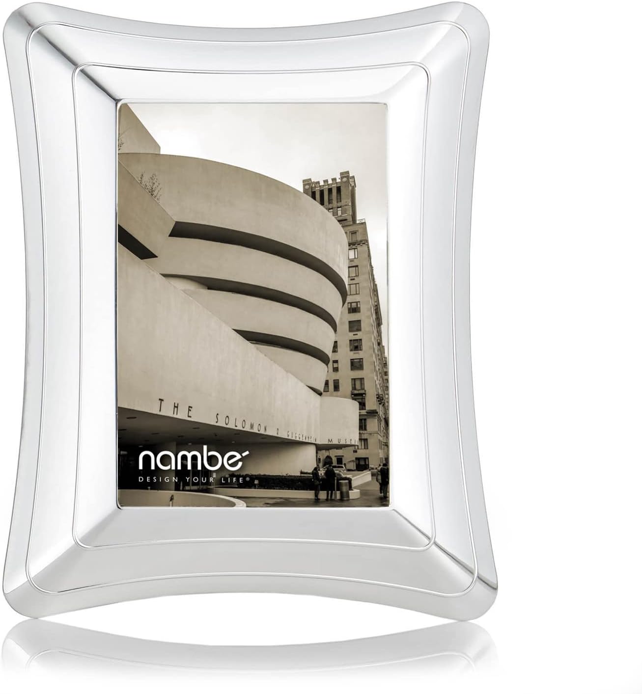 Nambe Portal Picture Frame, 4" x 6” | Vintage and Contemporary Design | Tabletop Display and Home Office Décor | Made of Silver Plate and Glass | Designed by Mike Altomari
